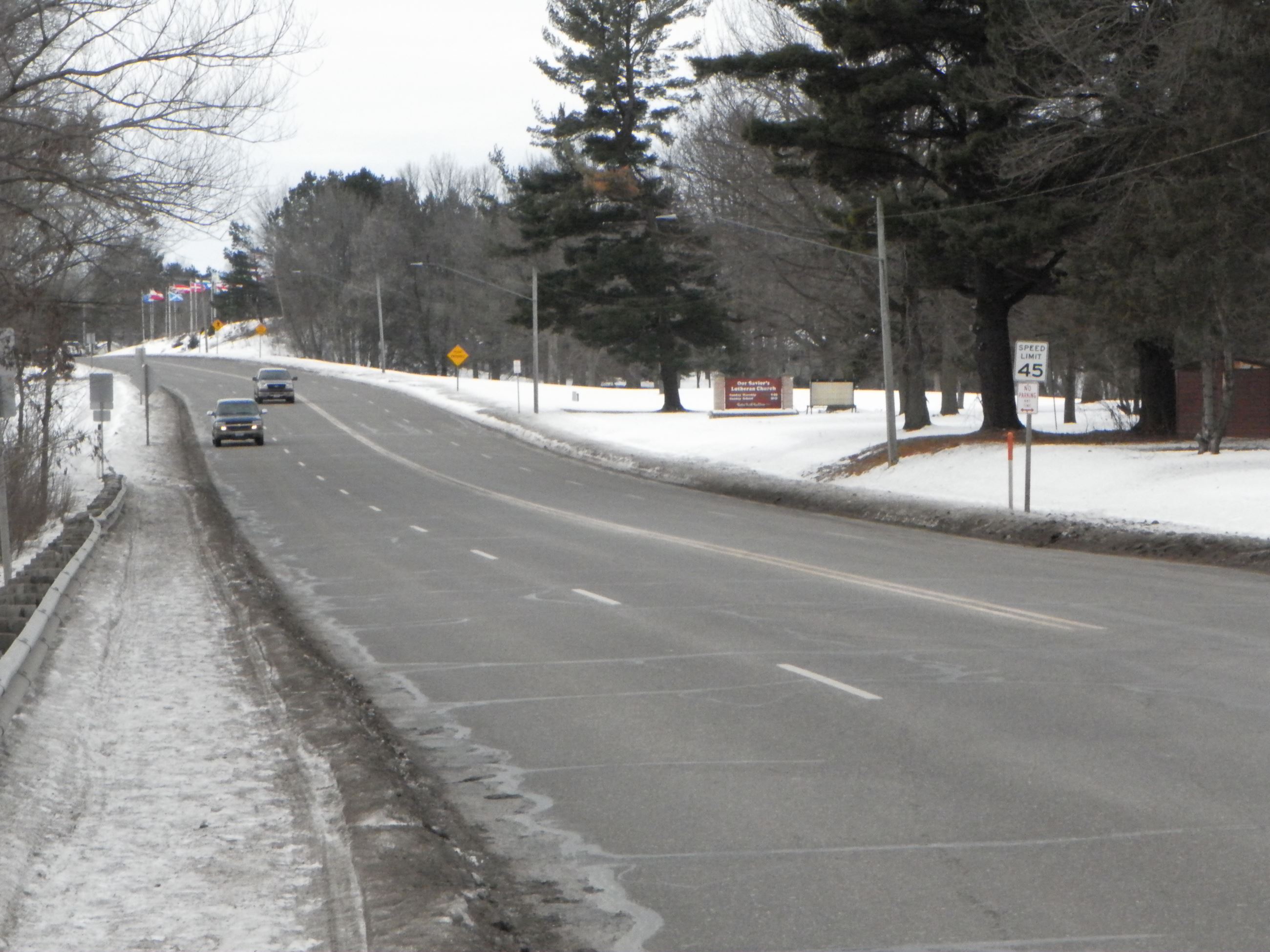 Going down the hill to reduced speed zone.